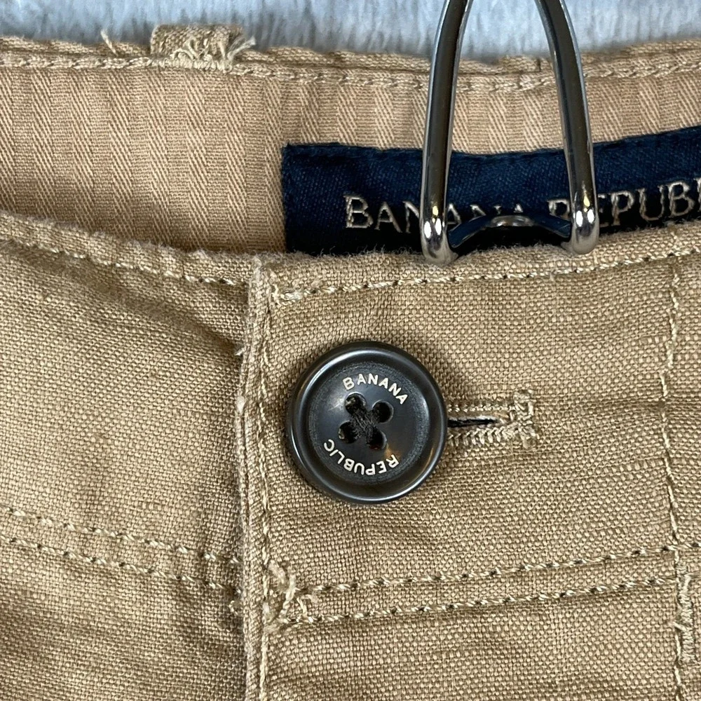 Banana Republic Mens 36x30 Linen Cotton Pants Khaki Straight Casual NWOT Pockets